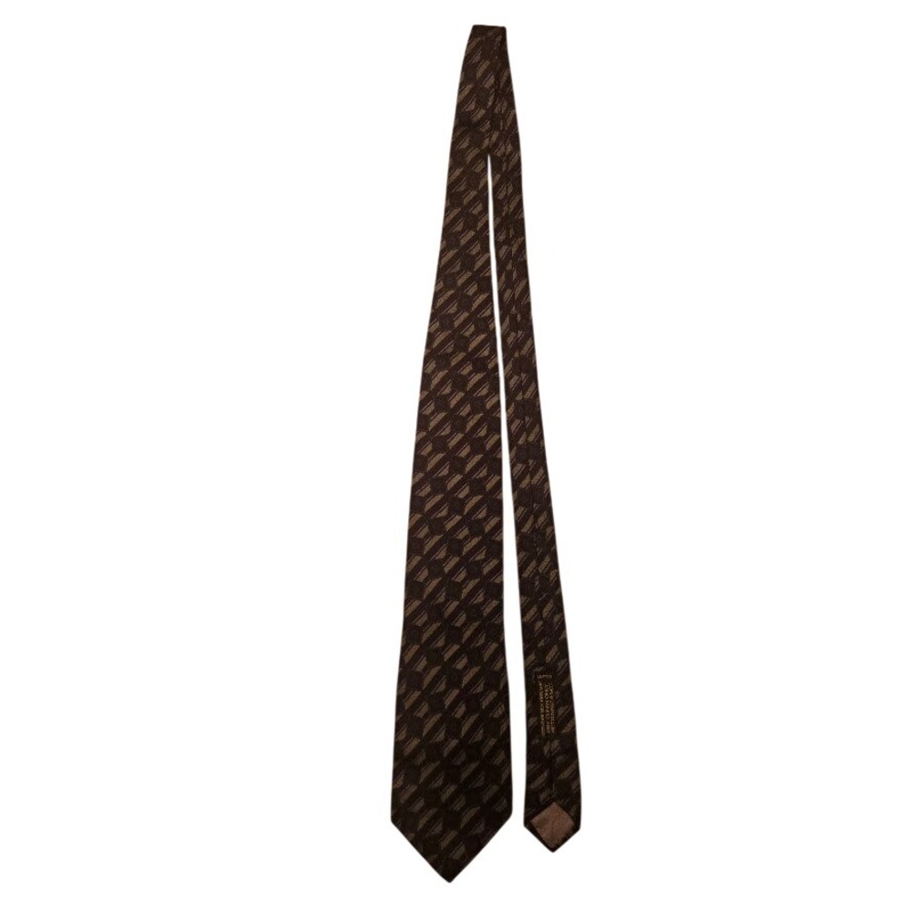Giorgio Armani Cravatte Mens Silk Tie Geometric Striped Italy Black Green
